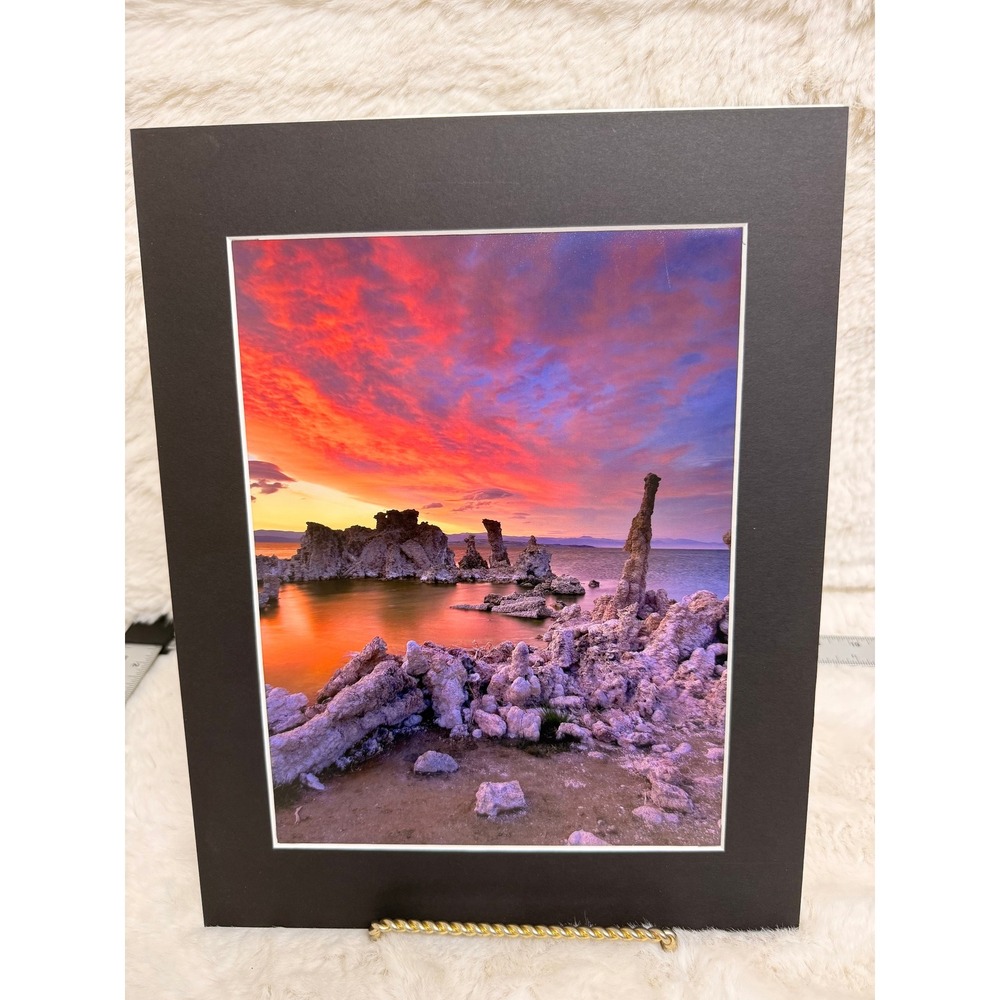 Signed Photography Art Mono Lake Sierra Wave Calif Print Matted 11x14 Sunset